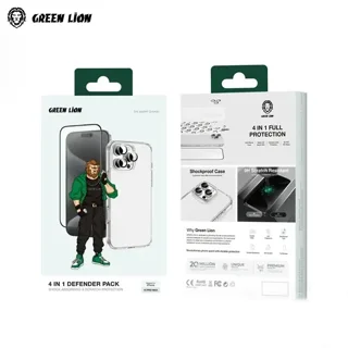 پک گارد و گلس ضد ضربه و ضد خش 4 در 1 گرین لاین Defender Pack iPhone 16 Pro