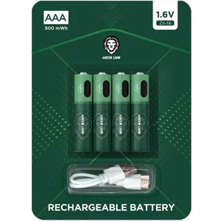 باتری نیم قلمی قابل شارژ گرین لاین Rechargeable AAA بسته 4 عددی