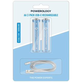 باتری قلمی قابل شارژ پاورولوژی، Powerology AA USB-C Rechargeable Batteries