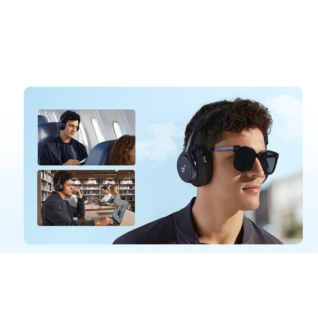 هدفون بی‌سیم انکر مدل Space One با نویز کنسلینگ فعال (ANC)، درگاه شارژ USB Type-C، مقاوم د 101709226