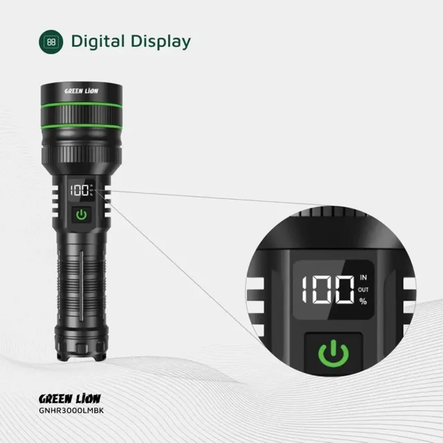 چراغ قوه دستی گرین لاین مدل GNHR3000LMBK با نور مهتابی 103004352